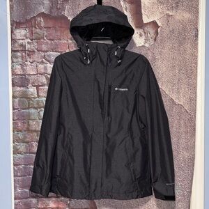 Columbia Interchange Omni Tech Black Hooded Zip Up Waterproof Jacket Size M WMN